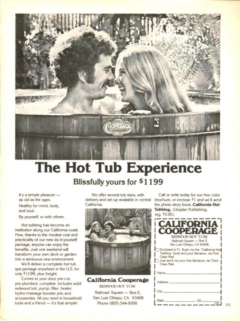 1977 AD Redwood HOT Tubs BY California Cooperage Blissfully Yours FOR