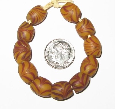 Fine Antique Venetian Feather Wound Glasstrade Beads