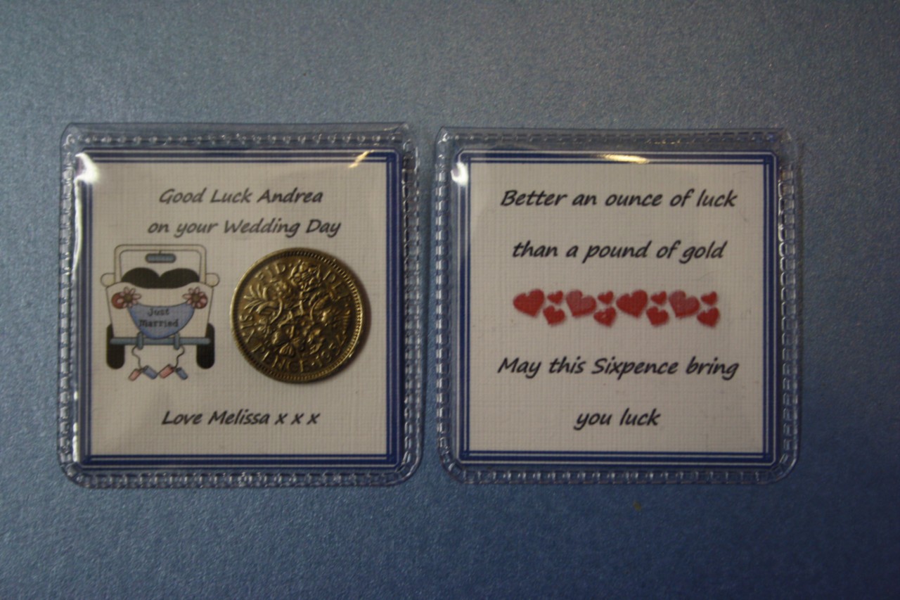 Details about Personalised LUCKY SIXPENCE Wedding GOOD LUCK Gift BRIDE ...