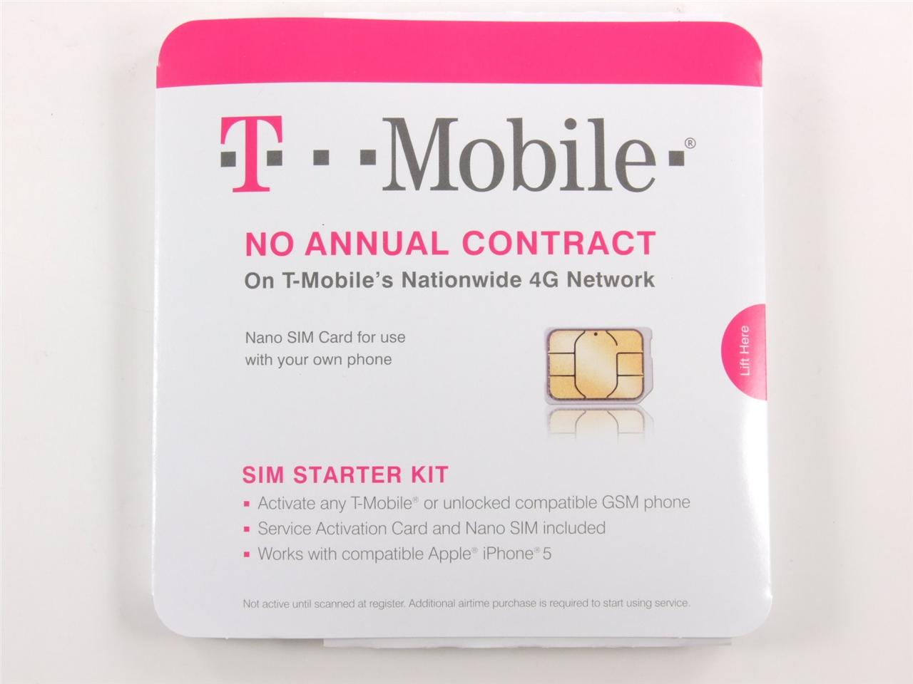 Genuine T-Mobile Nano SIM Card Activation Kit GSM iPhone 5 iPad Mini No