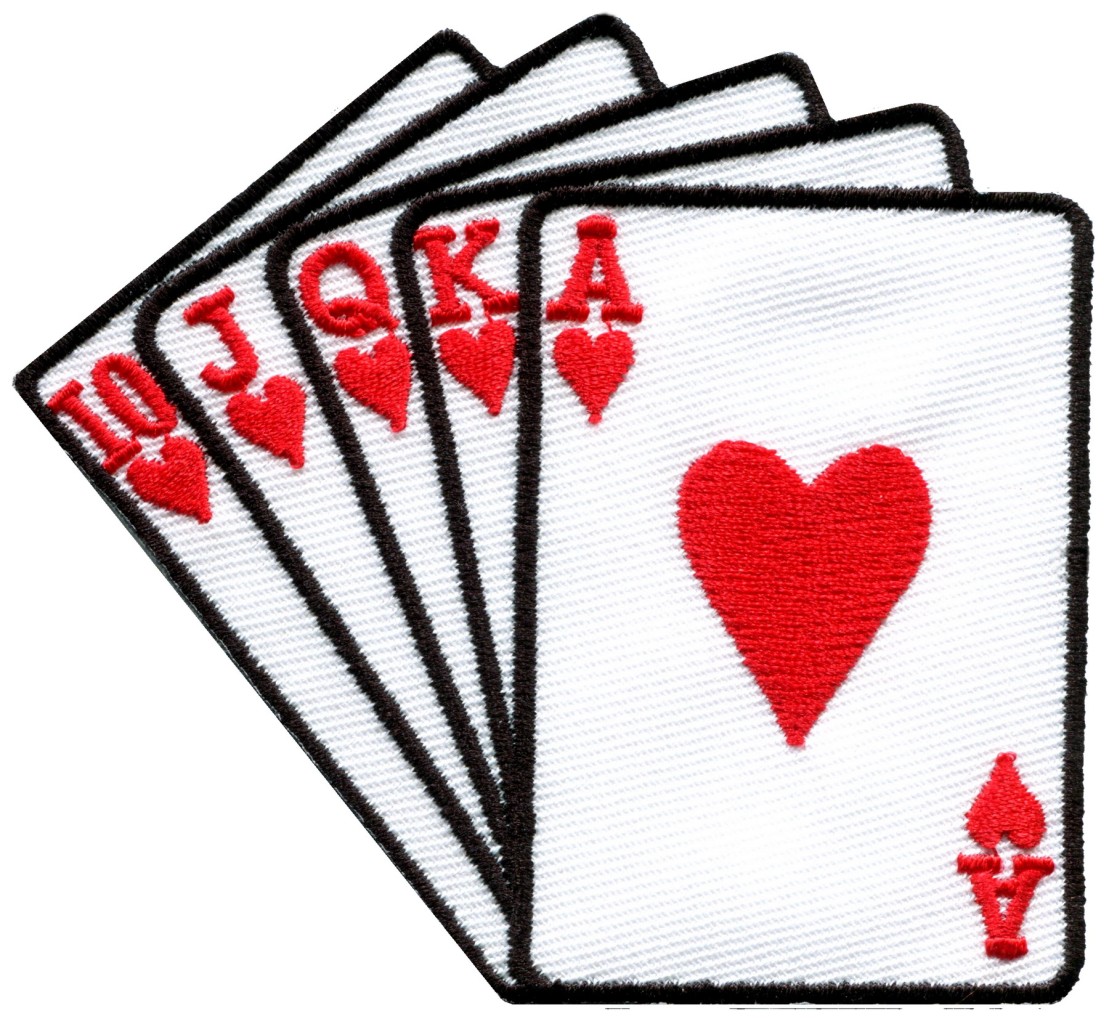 Playing cards royal flush poker ace applique ironon patch new your
