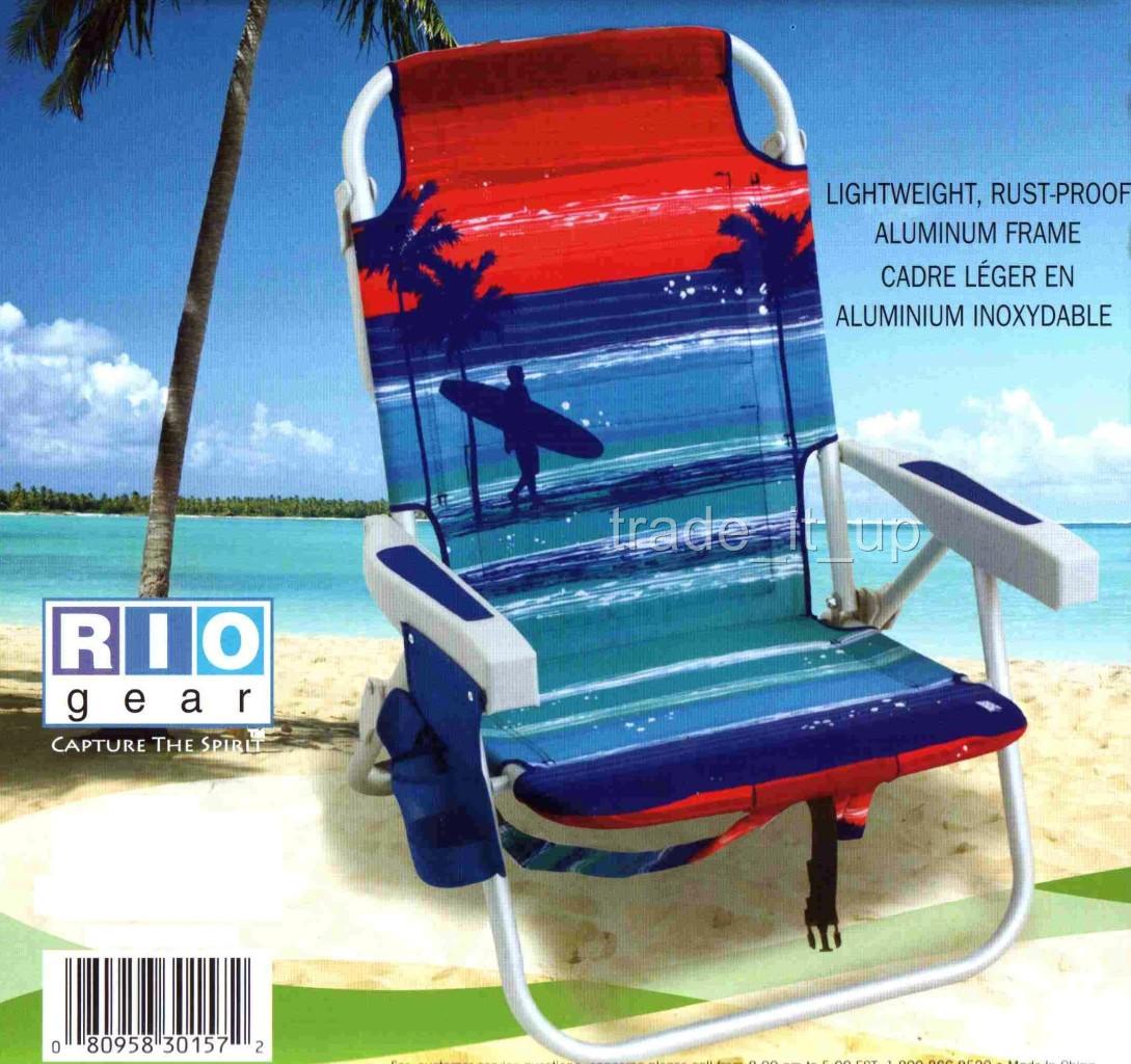 Rio Brands Aluminium Foldaway Beach Chair Back Pack Feature with Cooler