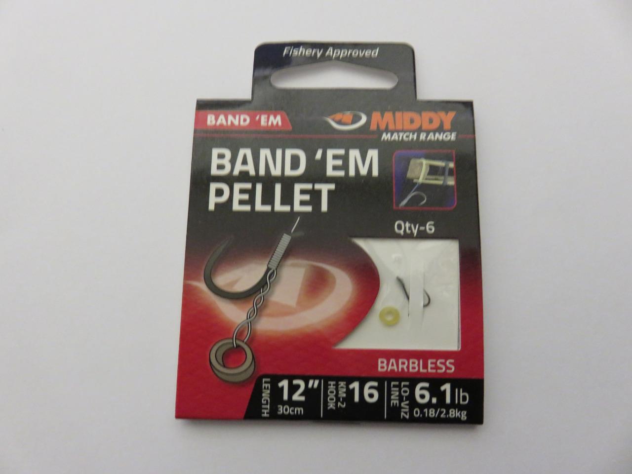 MIDDY PELLET BAND EM HOOKS TO NYLON BARBLESS Sz 16 KM2 WAGGLER FEEDER FISHING