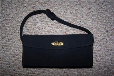 Vintage 60s evening bag purse handbag small rectangular black knotted strap | eBay