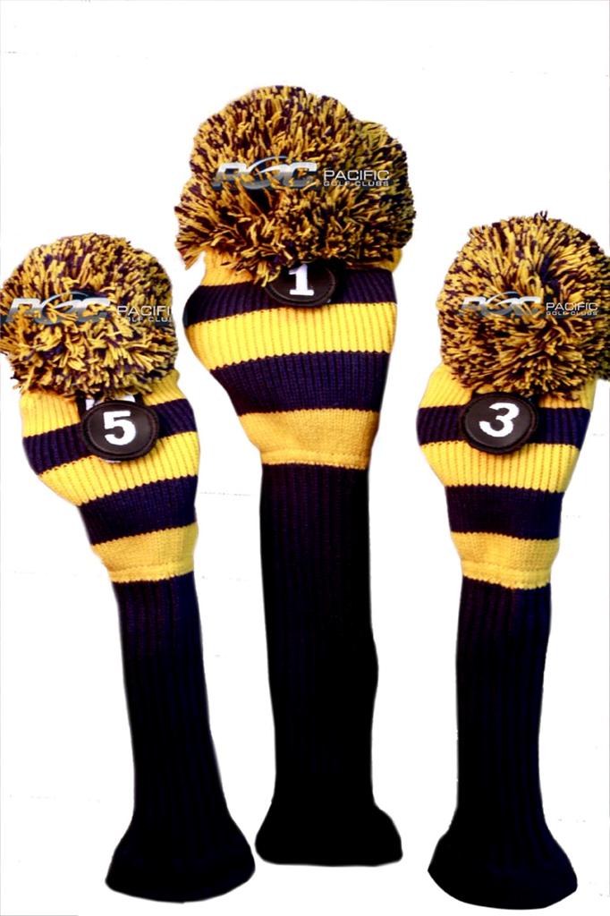 NEW 1 3 5 majek blue yellow pom golf club headcovers head covers