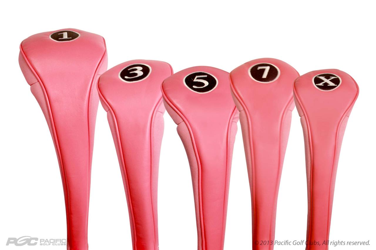 PINK 460cc DRIVER 1 3 5 7 X WOOD GOLF CLUB ZIPPER HEADCOVER SET HOT