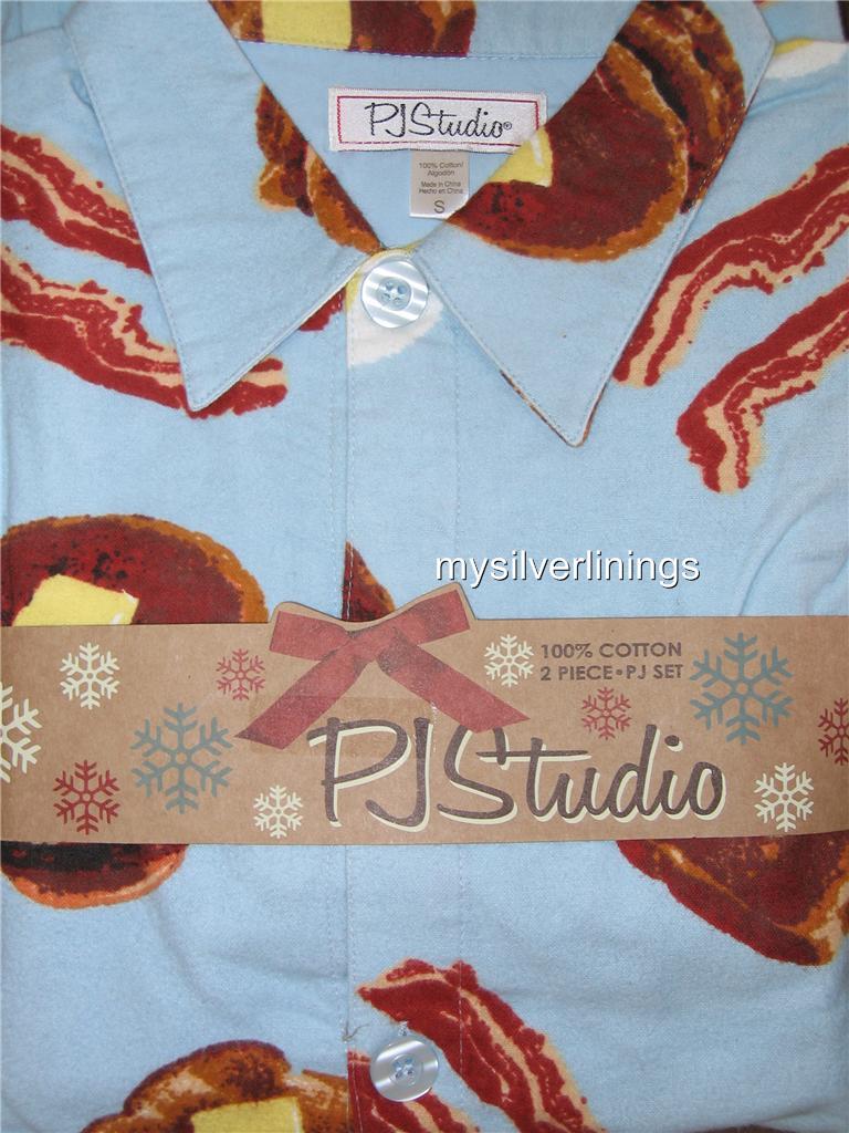 Breakfast in Bed! PJs ~ Eggs Toast Bacon Pancakes FLANNEL PAJAMAS NWT S Small - Picture 1 of 1