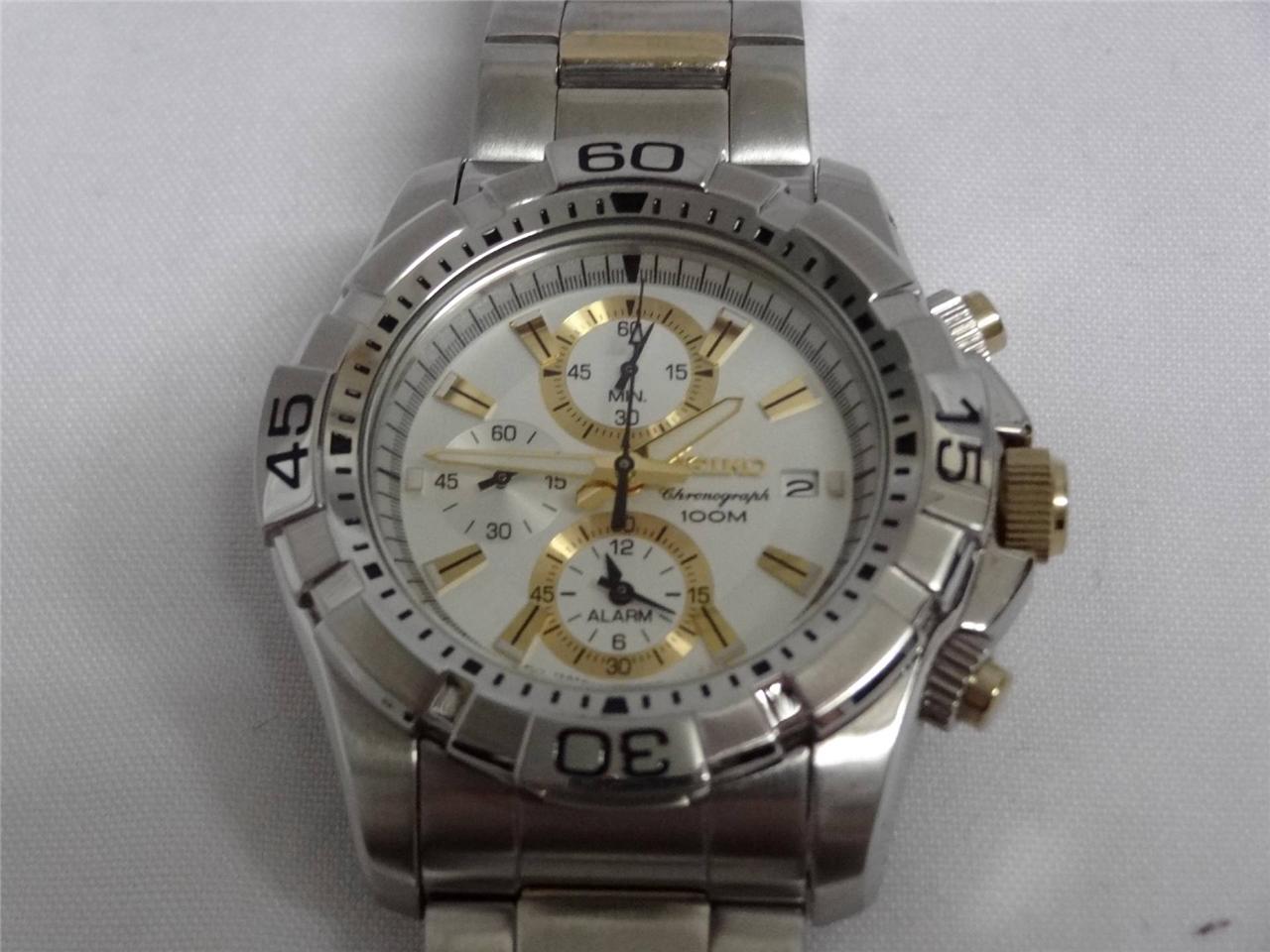 Seiko Watch 7T62 Chronograph 100M Water Resistant Stainless Steel