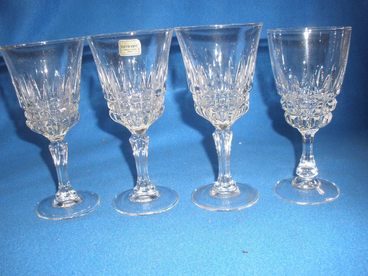 FABULOUS 24LEAD CRYSTAL STEMMED WINE GLASSES X 4 LUMINARC d'ARQUES FRANCE