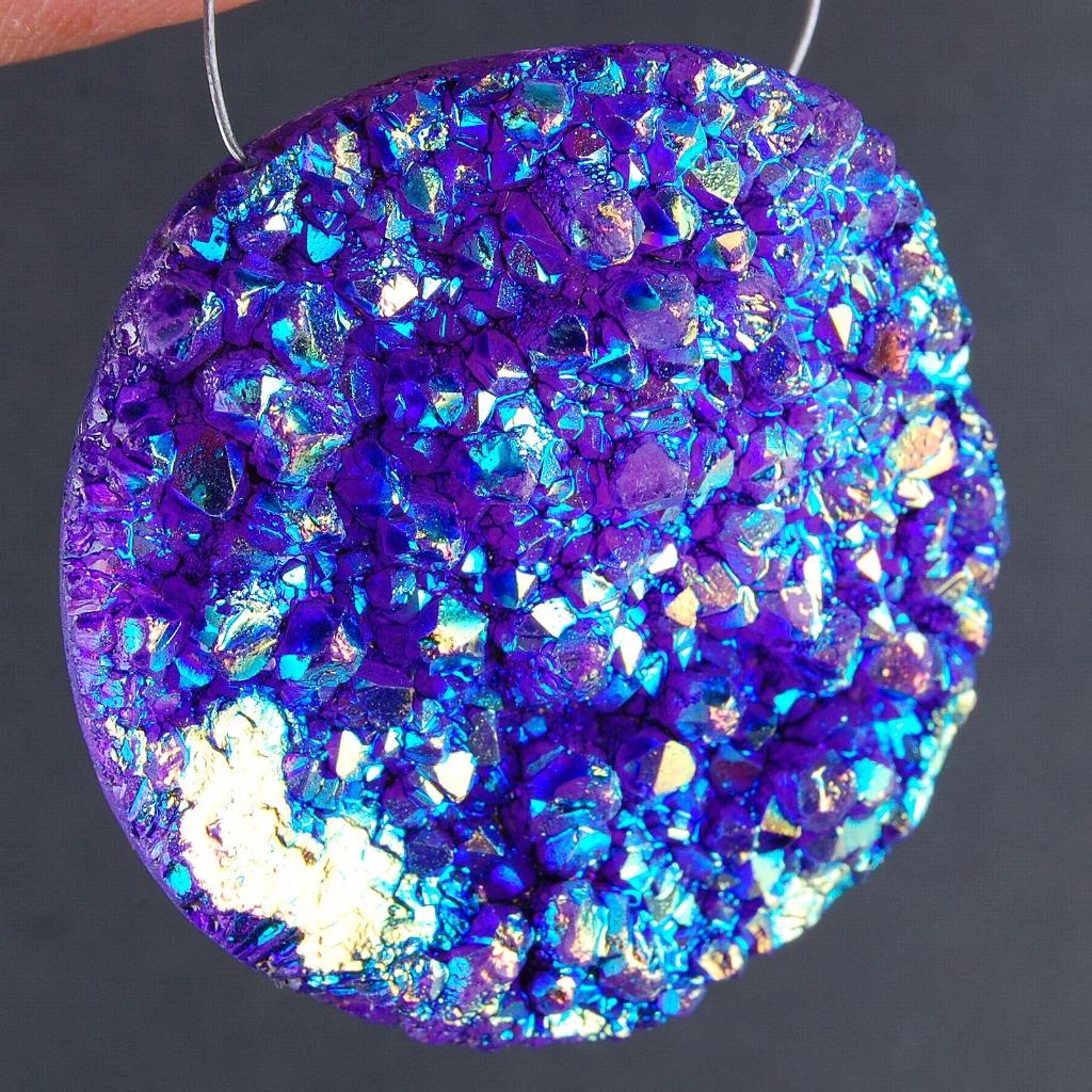 154 Cts Titanium Natural Agate Druzy Flashy Pendant Size PreDrilled
