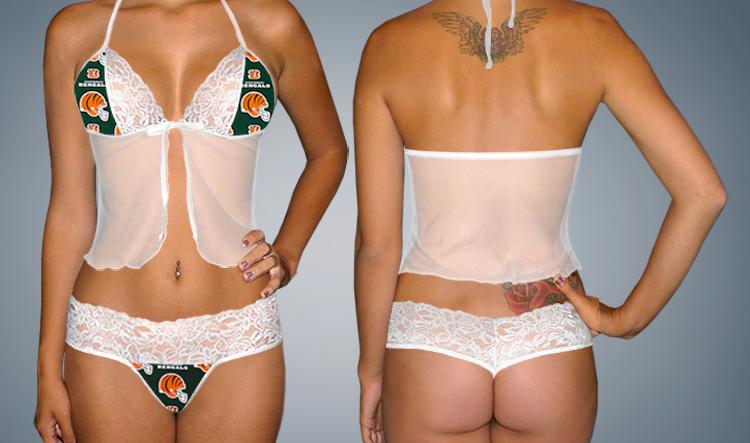 Sexy lace camisole lingerie top & G made with NFL Cincinnati Bengals