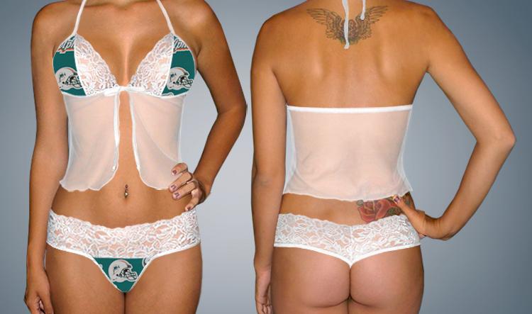 Sexy lace camisole lingerie top & G made with NFL Miami Dolphins fabric