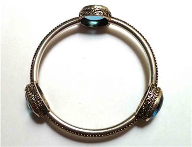 swiss blue topaz solid sterling silver bangle swiss blue topaz solid sterling silver bangle