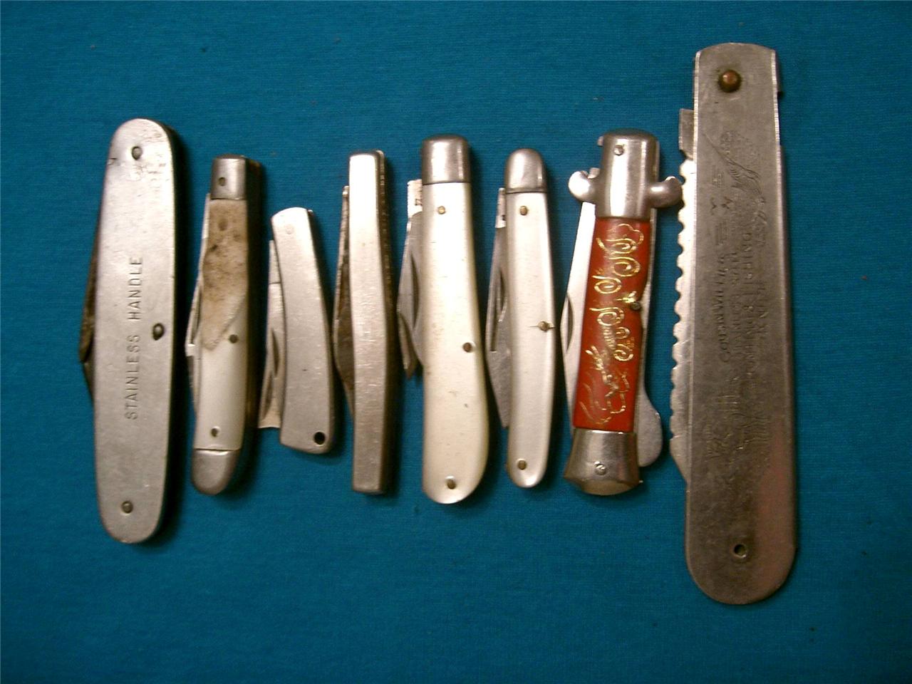 LOT VINTAGE SABRE JAPAN 678 FOLDING POCKET HUNTING KNIVES KNIFE ANTIQUE