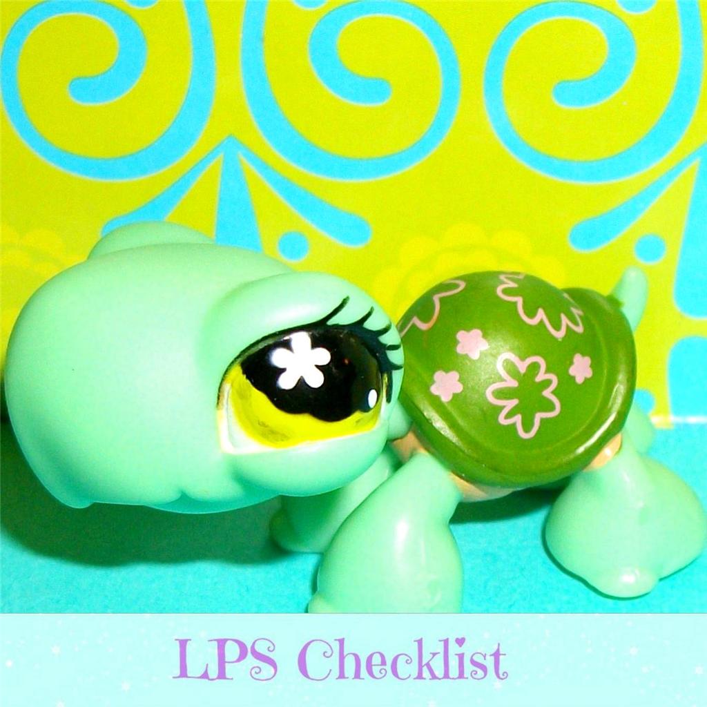Littlest Pet Shop545 GREEN TURTLE PINK FLOWER DESIGN SHELLLot A115