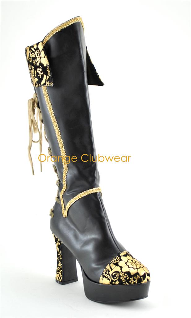 Details about PLEASER Exotica-2030 Pirate Medieval Knee Boots Heels