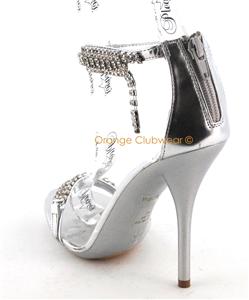 Formal High Heel Shoes on Pleaser Eclair 58 Womens Formal Silver High Heels Shoes   Ebay