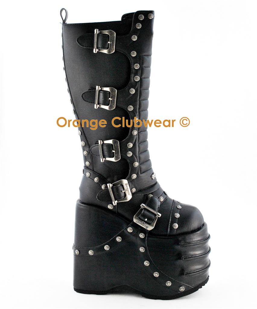 DEMONIA STACK317 Men's Gothic Punk Knee Boots Shoes eBay