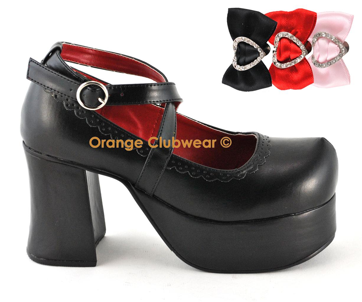 DEMONIA-ABBEY-03-Punk-Gothic-Womens-Shoes-Heels-w-Bows