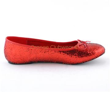 red sparkly flat shoes