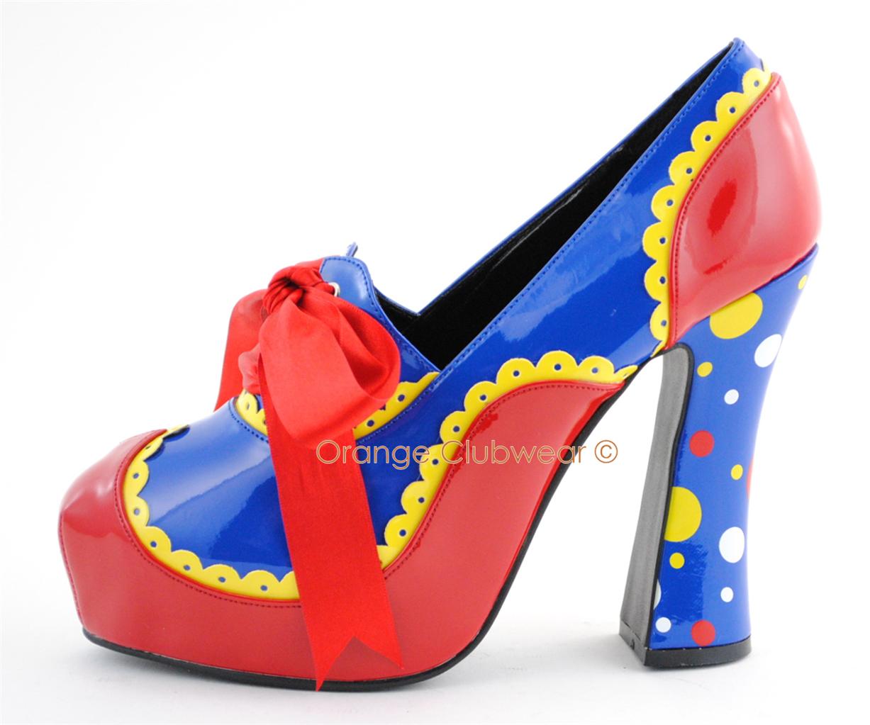 Womens Circus Clown Sexy Funky 5 034 High Heels Halloween Costume Shoes eBay