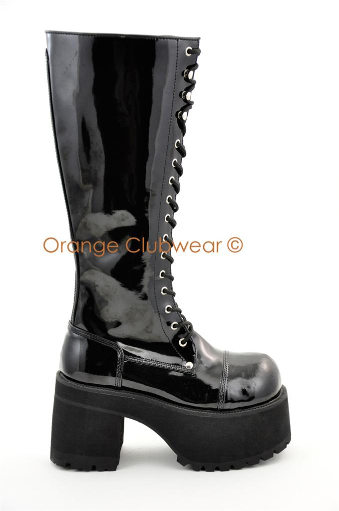 platform knee high boots demonia