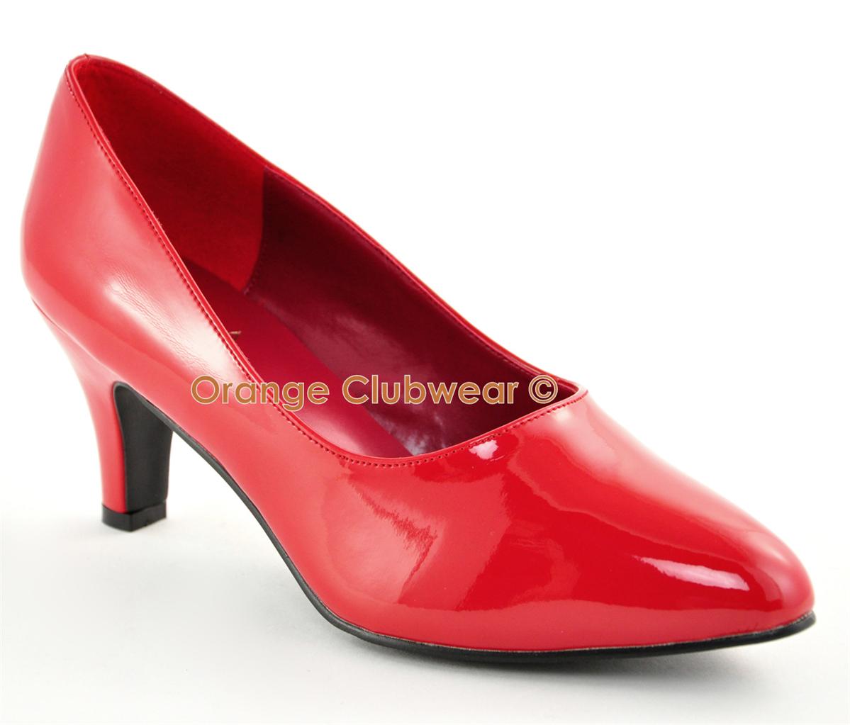 wide width red chunky heels