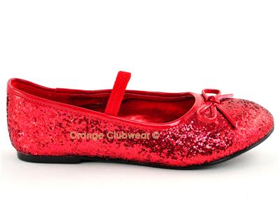 Kids Flat Shoes on Kids Youth Halloween Costume Red Glitter Mary Janes Flats Shoes   Ebay