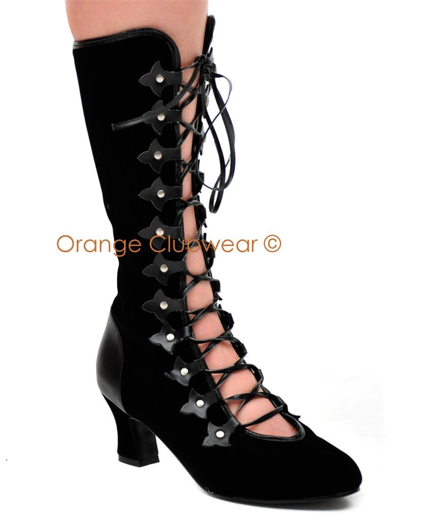 PLEASER Womens Renaissance Faire Victorian Costume Velvet Calf Boots