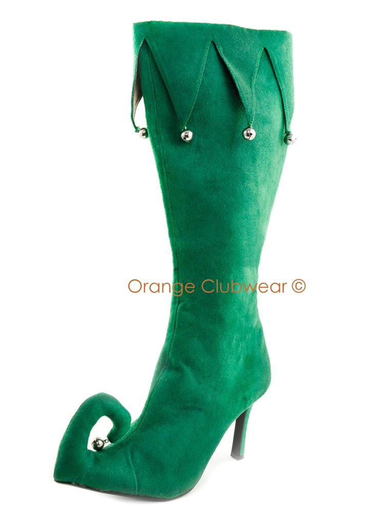 PLEASER Womens Sexy Xmas Christmas Elf Costume Party Boots Holiday High