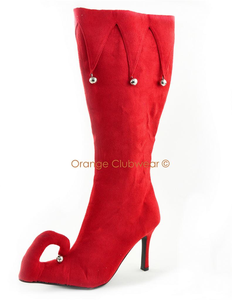 PLEASER Womens Sexy Xmas Christmas Elf Costume Party Boots Holiday High