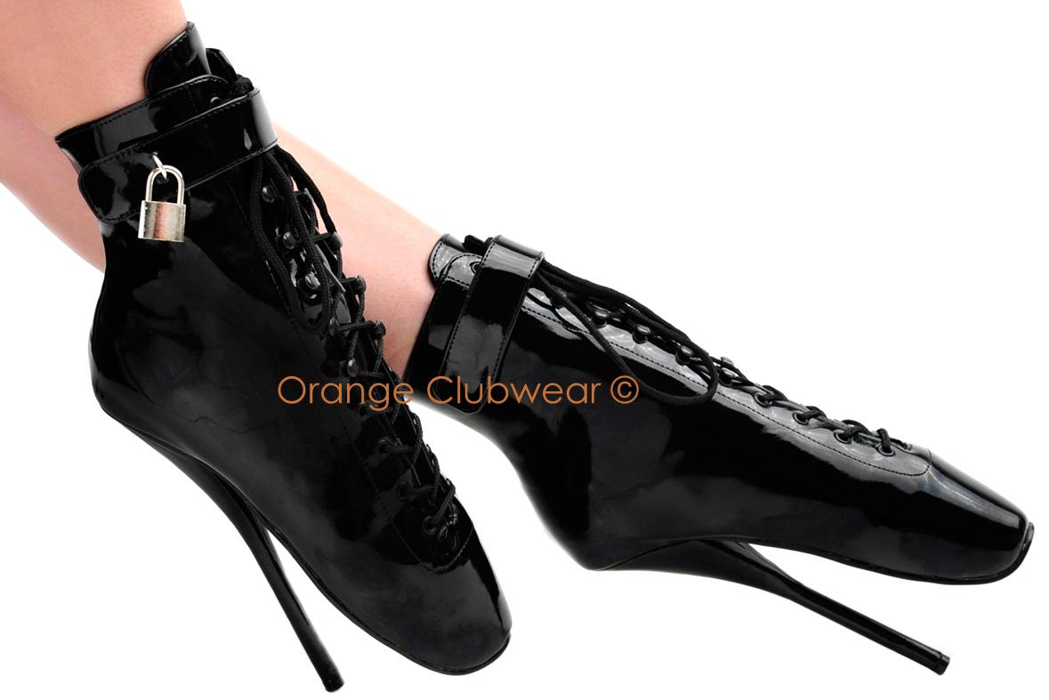 Pleaser Sexy 7 High Heels Ballet Locking Ankle Hi Black Boots Ebay