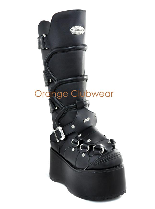 DEMONIA WICKED-732 Mens Gothic Platform Cyber Armor Goth Knee High Boots SIZE 10 | eBay
