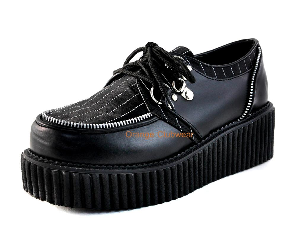 Demonia Creeper 113 Womens Pinstripe Gothic Punk Platform Creepers