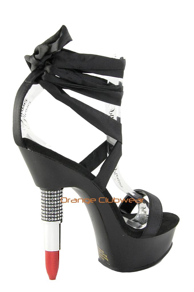 PLEASER Sexy Red Lipstick Shaped Rhinestone Novelty Ribbon Club High Heels Shoes eBay