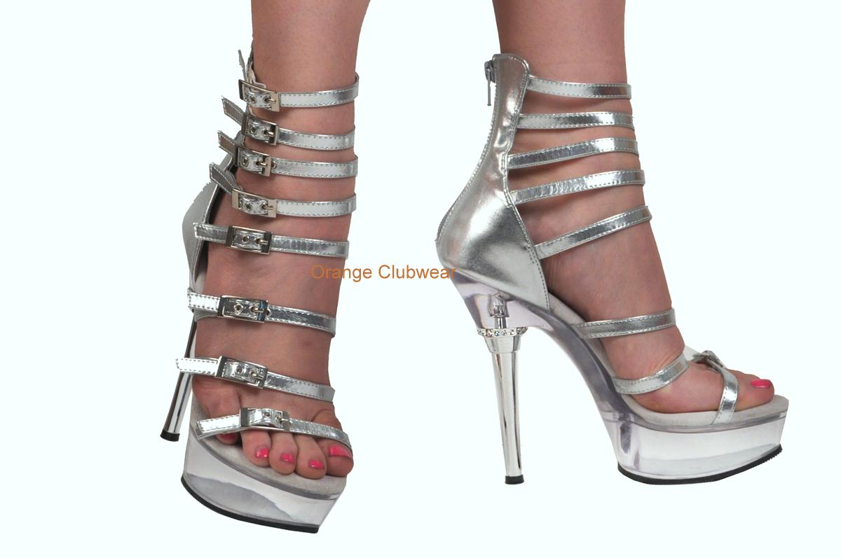 strappy pleaser heels