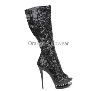 black sparkly heel boots