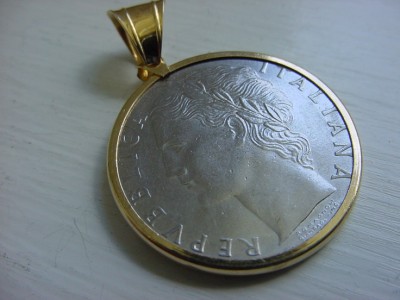 Italian Coin Jewelry on 14k Solid Yellow Gold Coin Bezel W  Italian Coin 1988   Ebay