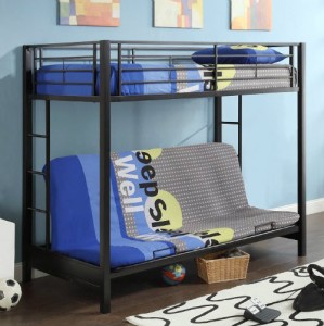 NEW Modern Twin Size Bunk Bed Futon Couch Combo w/ Durable Black Steel ...
