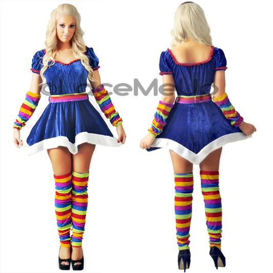 80s Adult Rainbow Brite Costume Fancy Xmasparty Dress Up Outfit On
