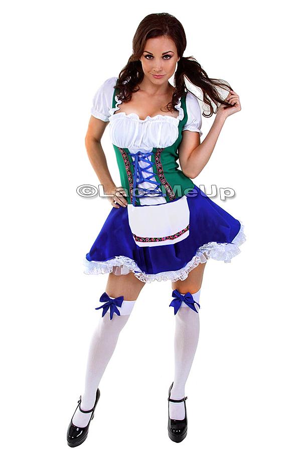 New Oktoberfest German Beer Garden Maid Costume Fancy Dress Ladies size