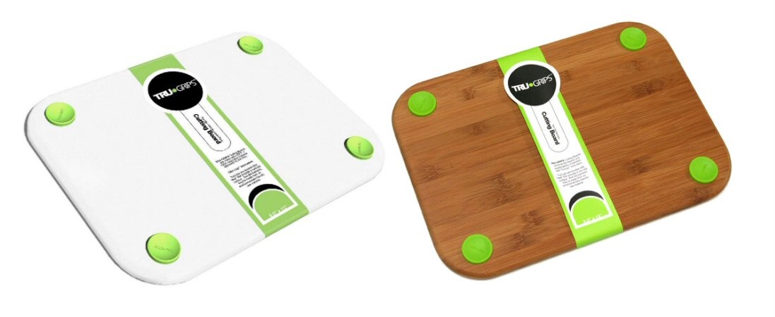 plastic cutting board with rubber grips