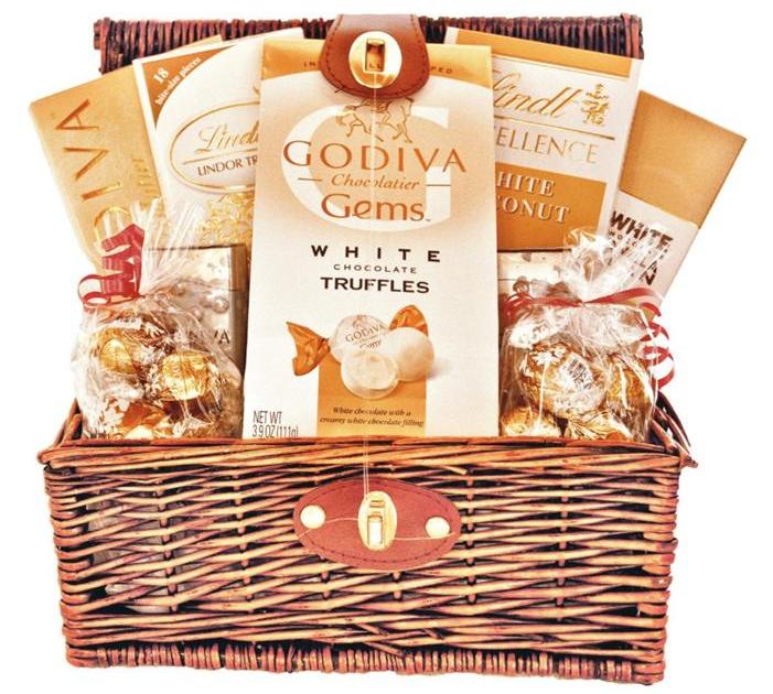Godiva & Lindt White Chocolate Gourmet Holiday / Christmas Gift Basket