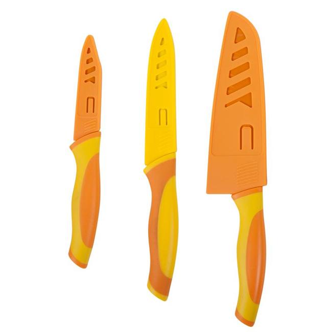 Core Kitchen Banana / Mandarin 3pc Knife Set w/ Sheaths Paring