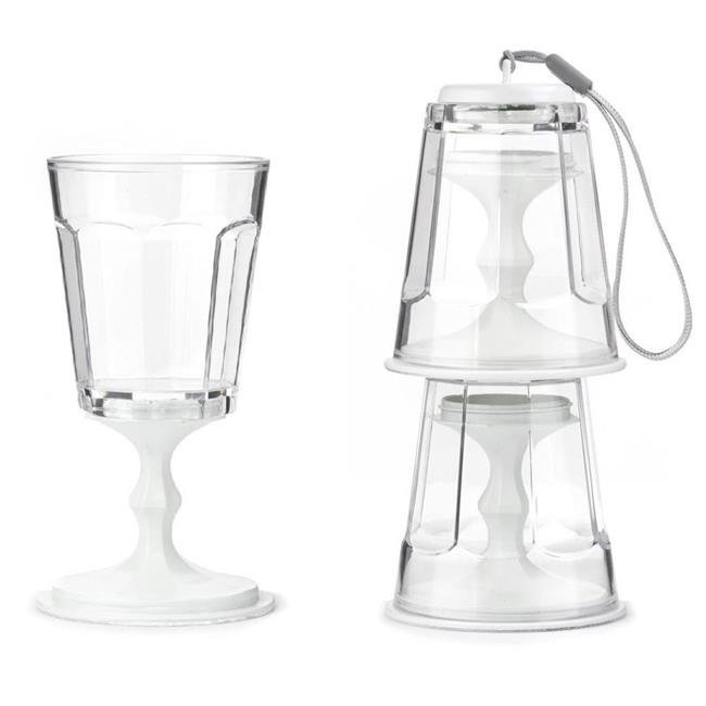 Kikkerland Set of 2 Stacking / Portable Travel Wine Glasses White eBay
