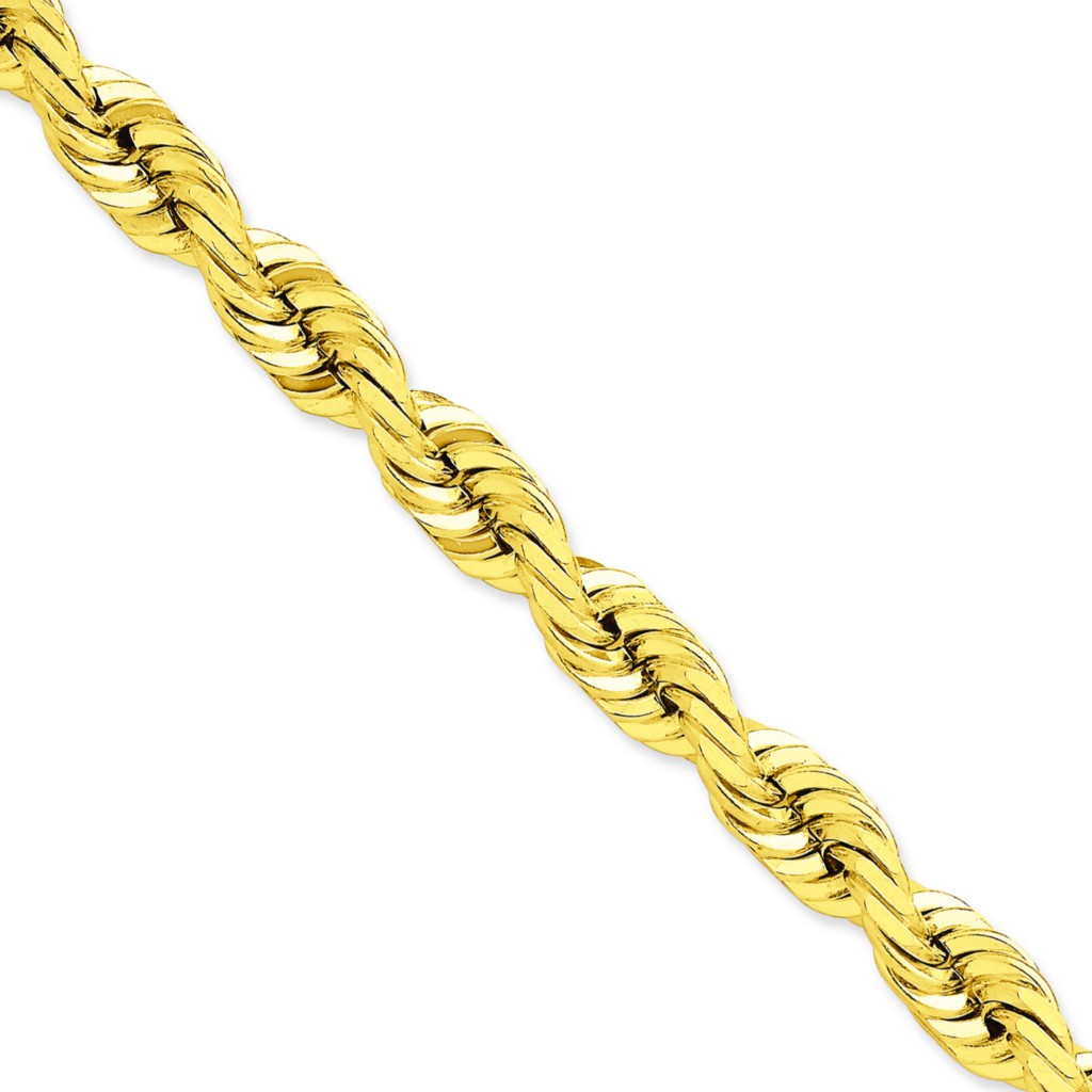 14K SOLID YELLOW GOLD 10MM D/C ROPE CHAIN 24" NECKLACE | eBay