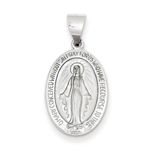 14K White Gold Polished Satin Blessed Virgin Mary Miraculous Medal ... 14K White Gold Polished Satin Blessed Virgin Mary Miraculous Medal ...