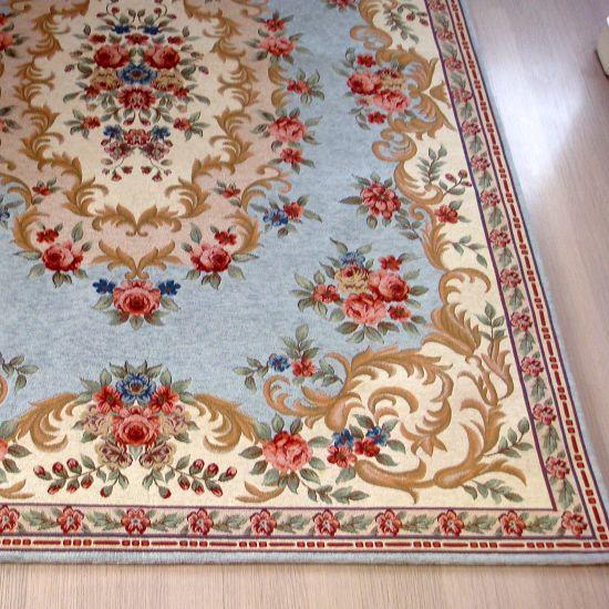 French Country Victorian Traditional Classic Floral Blue Floor Rug Area