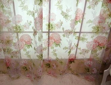 2 X Custom Made French Country Cottage Rose Floral Sheer