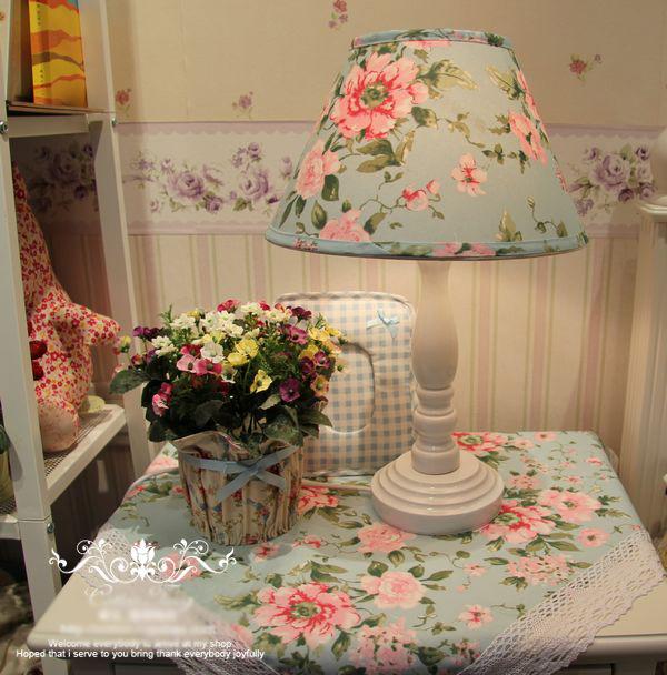 French Victorian Country Princess Floral Fabric shade Table Desk